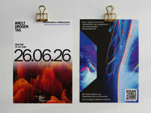 Ansicht der Flyers von vorne und hinten. Bunte Graphiken mit Ankündigungstext. 26.6.26 von 19 bis 22 Uhr online. Infos und Anmeldung hier auf dieser Seite. Das 2. große Community-Jahrestreffen der engagierten und interessierten Zivilgesellschaft. Mit vielen Gästen von Organisationen und Vereinen. Vorträge und Breakout-Rooms.